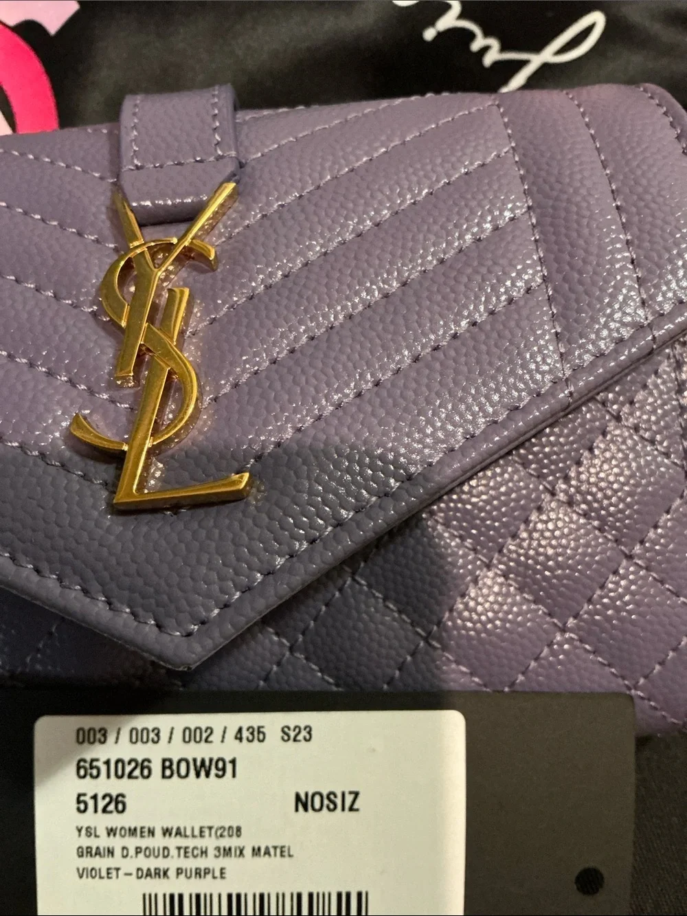 Authentic YSL purple wallet with gold colored hardware. - Picture 6 of 8